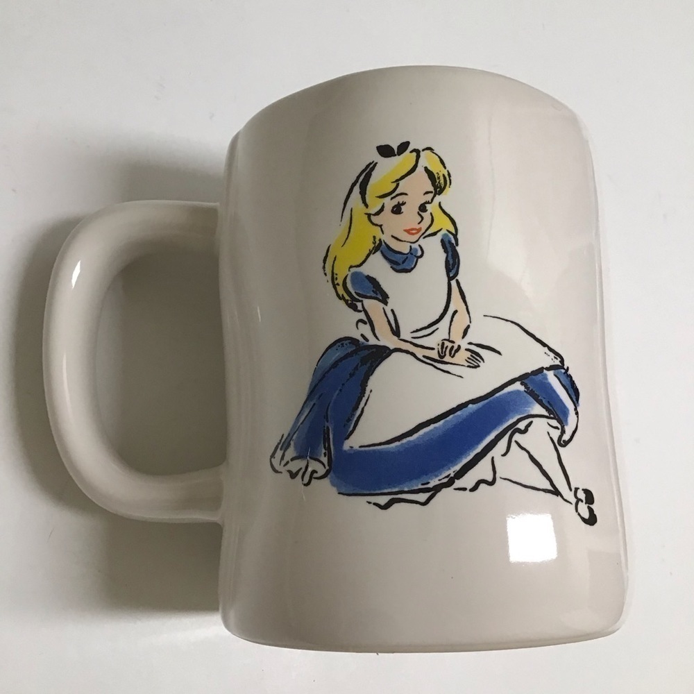 NEW Rae Dunn Artisan Disney Alice In Wonderland Mug Double Sided Alice Sitting